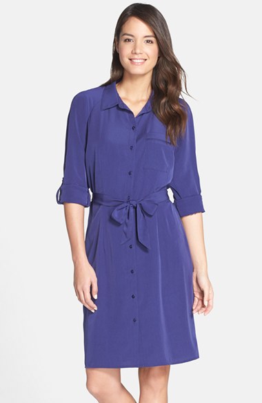 NYDJ 'Kelsie' Tie Waist Shirtdress in Midnight