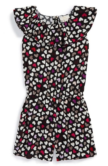 kate spade new york kids 'avery' ruffle romper (Toddler Girls & Little Girls) in Dancing Hearts - Black
