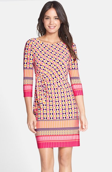 Donna Morgan Print Jersey Sheath Dress in Flan Multi