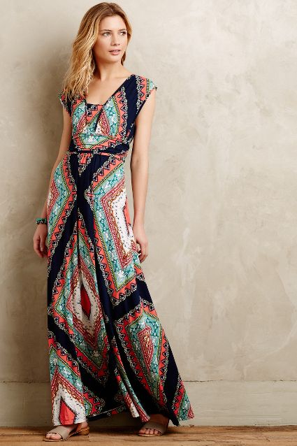 Maeve Verda Maxi Dress in Blue Motif