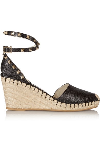 VALENTINO The Rockstud leather espadrilles in black