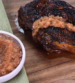 Learn how to make the delicious jerk chicken with spicy pineapple ketchup and roti that chef Mario Batali made on "The Chew" on Friday, February 27th.