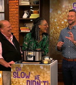 "The Chew" Clinton Kelly, Mario Batali, Carla Hall, Daphne Oz and chef Michael Symon show you how to DIY handmade candles, clean your jewelry and create an air freshener using a slow cooker on Tuesday, March 10, 2015.