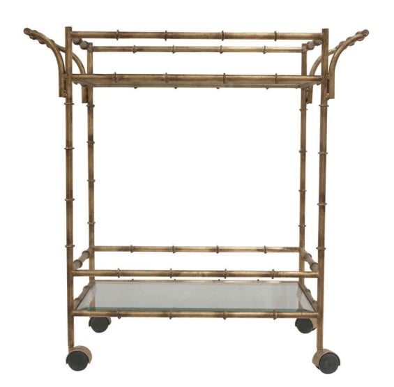 Antique Gold Bamboo Bar Cart by Dessau