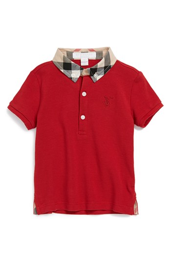 Burberry 'William' Cotton Polo (Baby Boys) in Military Red