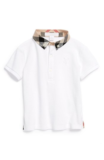 Burberry 'William' Cotton Polo (Baby Boys) in White
