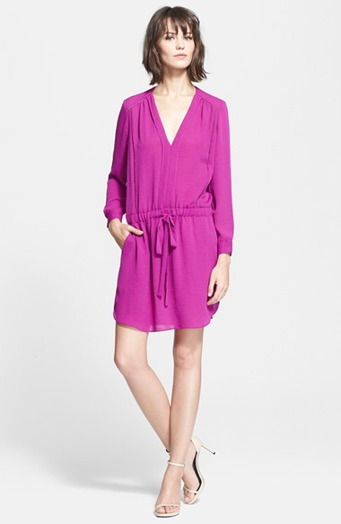 Rebecca Taylor Ladder Stitch Shirtdress in Magenta