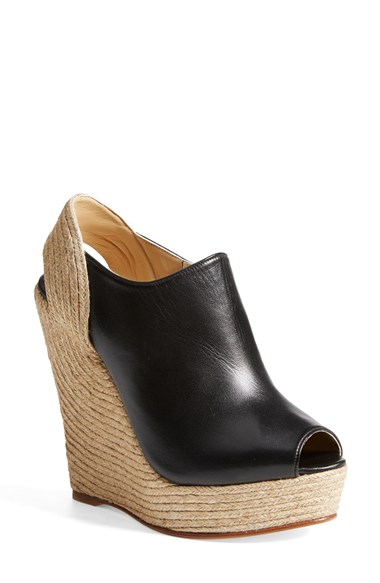 Gucci 'Tiffany' Peep Toe Espadrille Wedge Sandals (Women) in Black