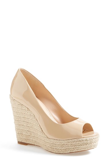 Vince Camuto 'Totsi' Peep Toe Espadrille Wedge (Women) in Light Beige
