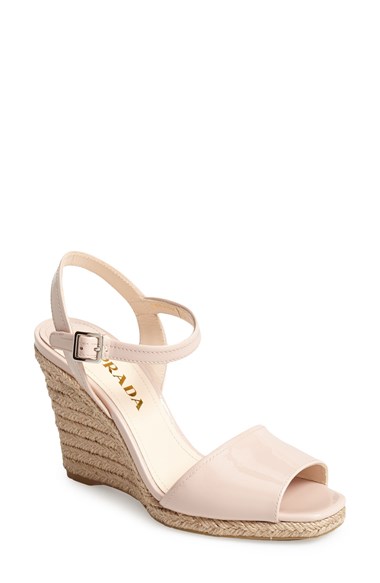 Prada Espadrille Wedge Sandal (Women) in Cipria