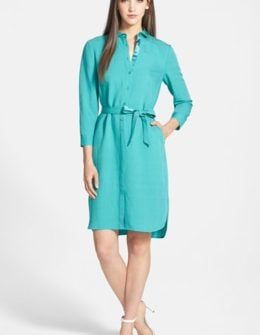Lafayette 148 New York 'Agner - Enclave Cloth' Shirtdress in Aquarium