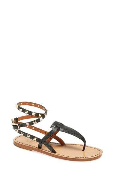 Valentino 'Rockstud' Sandal in Black and Gold