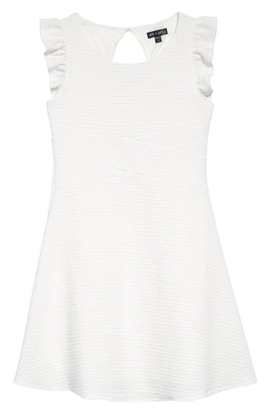 Ava & Yelly Ruffle Sleeve Skater Dress White best easter dresses for tweens