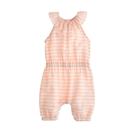 J.Crew Crewcuts BABY RUFFLE JUMPSUIT IN THIN STRIPE item b9487BABY RUFFLE JUMPSUIT IN THIN STRIPE item b9487 in delicate petal ivory
