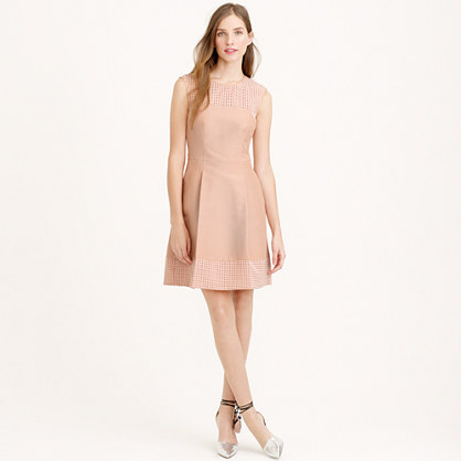 J.Crew PERFORATED A-LINE DRESS item b9821in dusty blossom, peacock blue or vintage sky