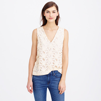 J.Crew COLLECTION DAISY EYELET SHELL item c0346 in classic ivory or black