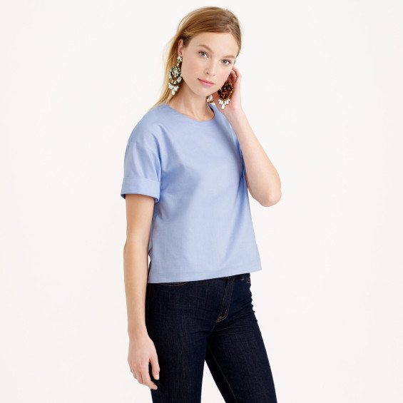 J.Crew COTTON OXFORD CLOTH CROPPED TOP item c0469