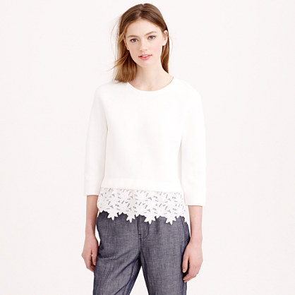 J.Crew EYELET-PANEL SWEATER item c3629 in White