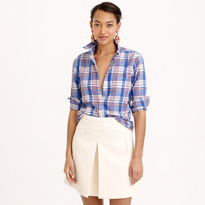J.Crew TEXTURED COTTON SHIRT IN ORANGE PLAID item c4252 in peri orange