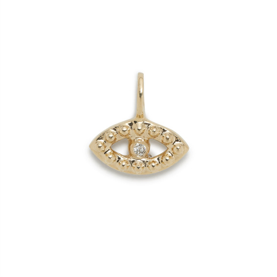 JENNIFER FISHER® FOR J.CREW 10K GOLD EVIL EYE WITH WHITE DIAMOND CHARM item c7763