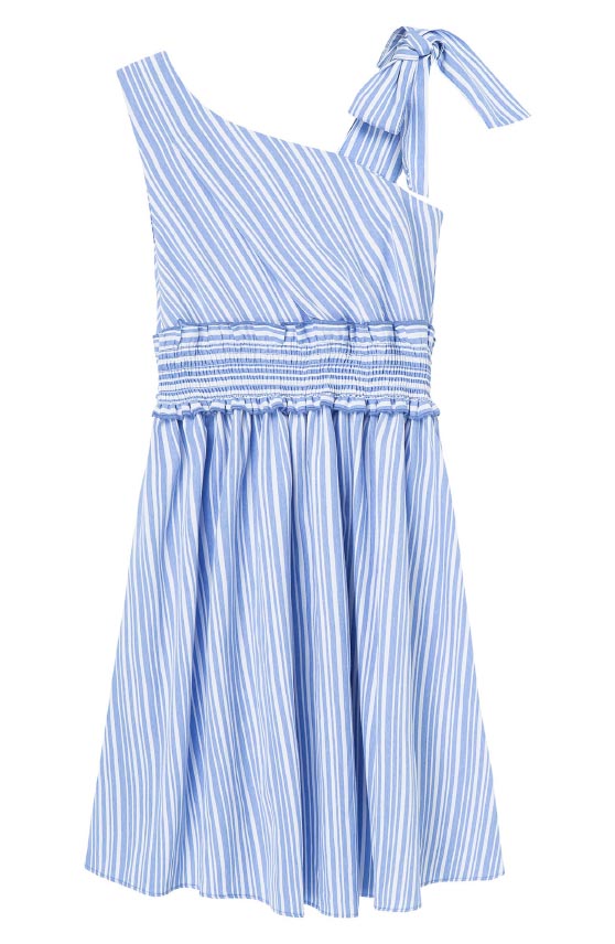 Habitual Kids' Stripe Asymmetric High-Low Dress Blue white stripes best easter dresses