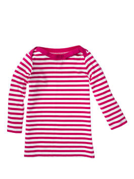 kate spade kids TODDLERS' Stripe Devon Boatneck Top in sweetheart pink and fresh white.