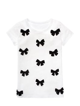 kate spade kids TODDLERS' BOW TEE in fresh white and black