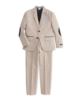 Hugo Boss Boys' Linen-Blend Sportcoat and Dress Pants in Stone
