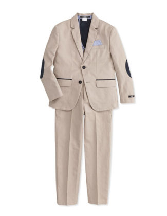 Hugo Boss Boys' Linen-Blend Sportcoat and Dress Pants in Stone