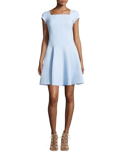 Nanette Lepore Cap-Sleeve Fit-and-Flare Dress in Sky Blue