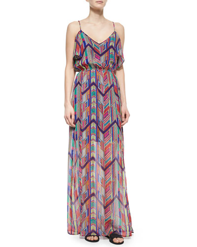 Ella Moss Chevron-Print Maxi Dress, Rojo