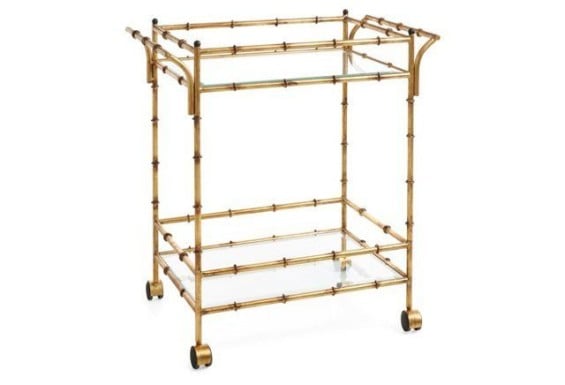Constantine Bamboo inspired Antique Gold Bar Cart