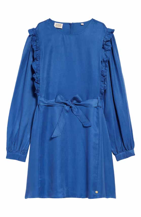 Scotch R'Belle Kids' Ruffle Long Sleeve Dress 4609 Quilt Blue best long sleeve easter dresses tweens