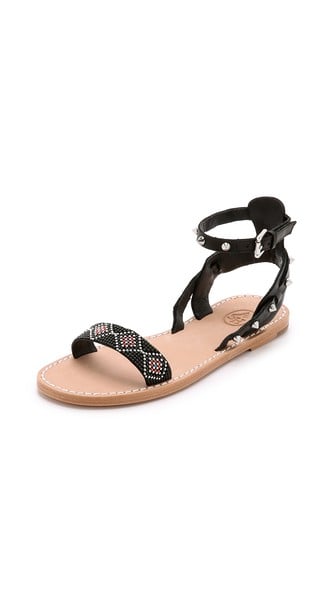 Ash Pearl Beaded Sandals in Black