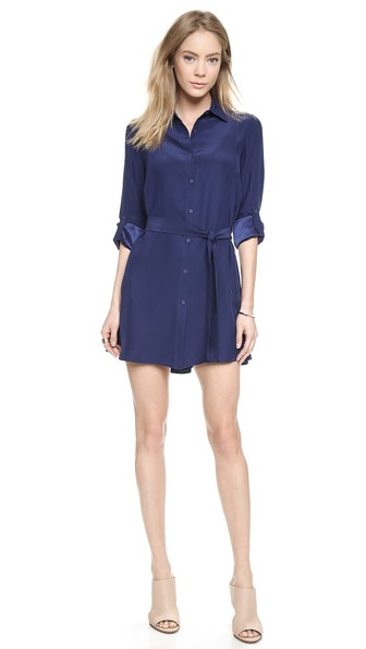 Amanda Uprichard Victoria Dress in Light Navy Blue