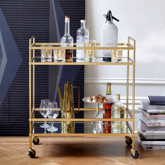 Terrace Bar Cart in Antique Brass West Elm