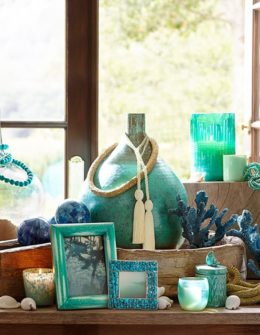 Gorgeous turquoise inspired space! Image courtesy of Pottery Barn