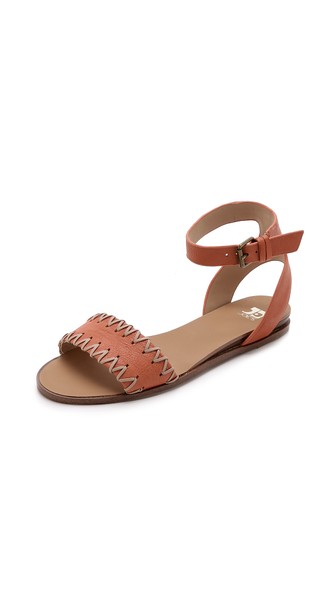 Joe's Jeans Reba Flat Sandals in Papaya/Sand