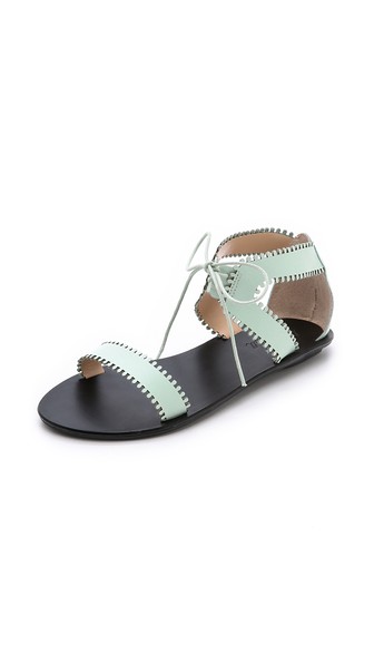 Loeffler Randall Sofia Scalloped Sandals in Mint/Black