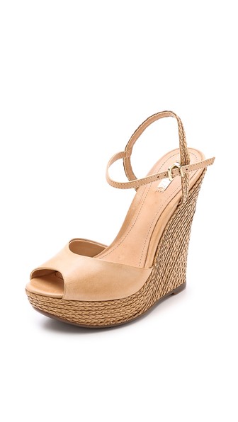 Schutz Antonella Platform Wedge Sandals in Light Wood