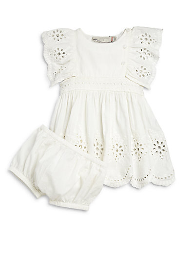 Stella McCartney Kids Infant's Ruffled Eyelet Dress & Bloomers in White Kentucky Derby Dress for Baby Girls