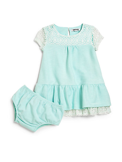 DKNY Infant's Textured Knit Two-Piece Dress & Bloomers Set in Turquoise