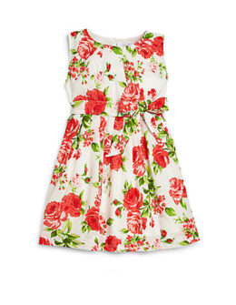 Rachel Riley Toddler's & Little Girl's Rose-Print Pleated Dress in White and Red