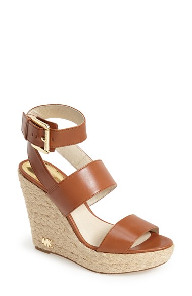 MICHAEL Michael Kors 'Posey' Ankle Strap Espadrille Wedge Sandal (Women) in Luggage