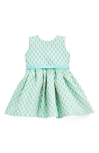 Halabaloo 'Mermaid' Boatneck Dress (Baby Girls) in Aqua
