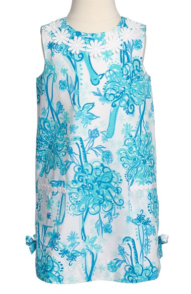 Lilly Pulitzer® 'Little Lilly' Shift Dress (Toddler Girls, Little Girls & Big Girls) in Resort White Back It Up
