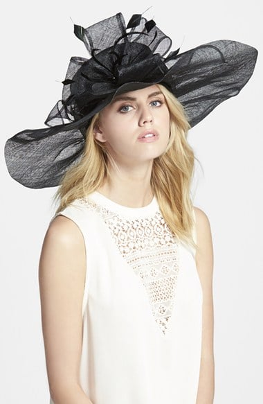 Nordstrom Sinamay Hat with Flower in Black
