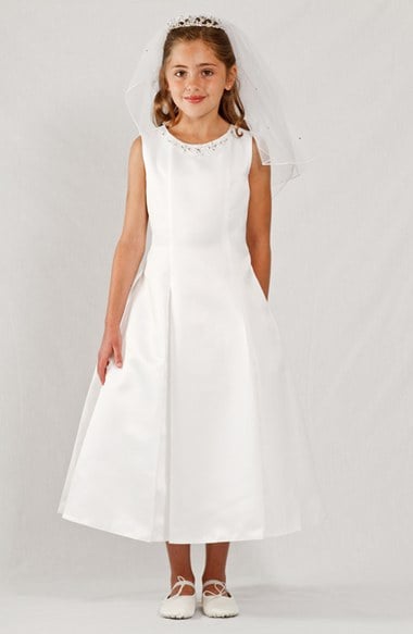 LAUREN MARIE Sleeveless Beaded Dress (Little Girls & Big Girls) in White