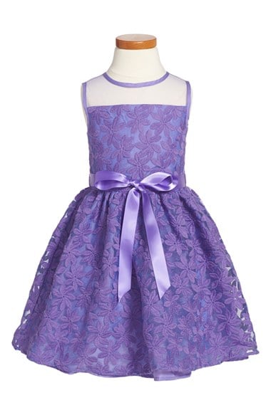 Us Angels Sleeveless Embroidered Floral Organza Dress (Toddler Girls, Little Girls & Big Girls) in Lavendar
