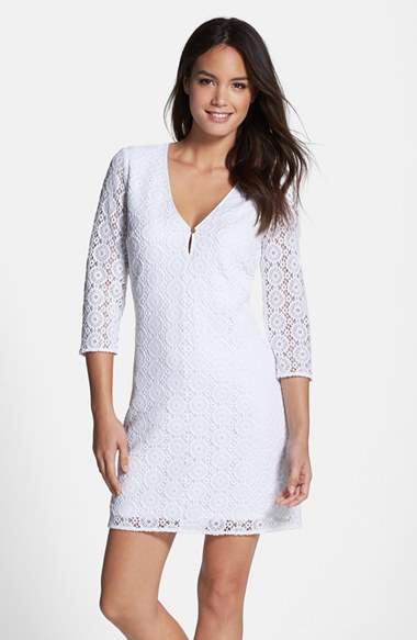 Lilly Pulitzer® 'Lamora' Lace V-Neck Tunic Dress in Breakers Drs